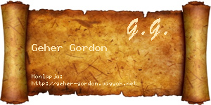 Geher Gordon névjegykártya